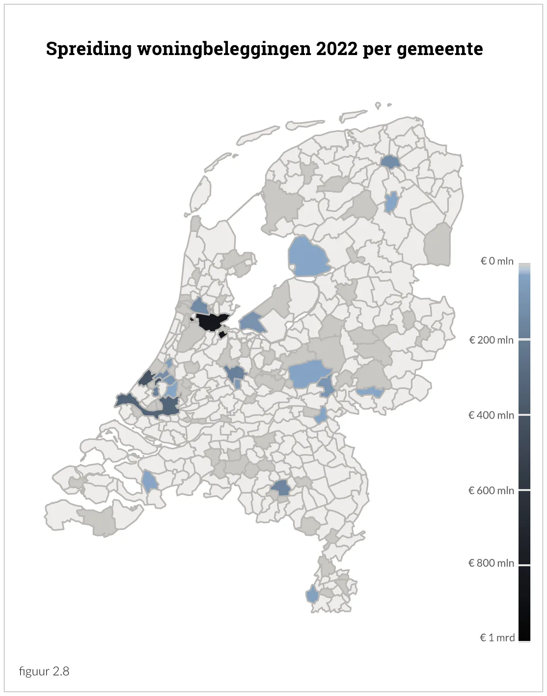 Spreiding woningbeleggingen 2022 per gemeente