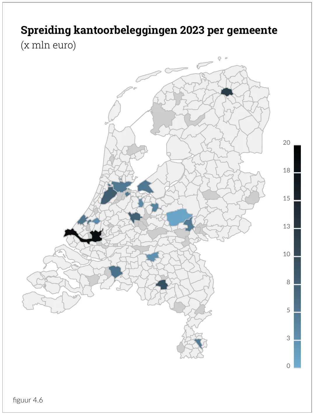 Spreiding kantoorbeleggingen 2023 per gemeente