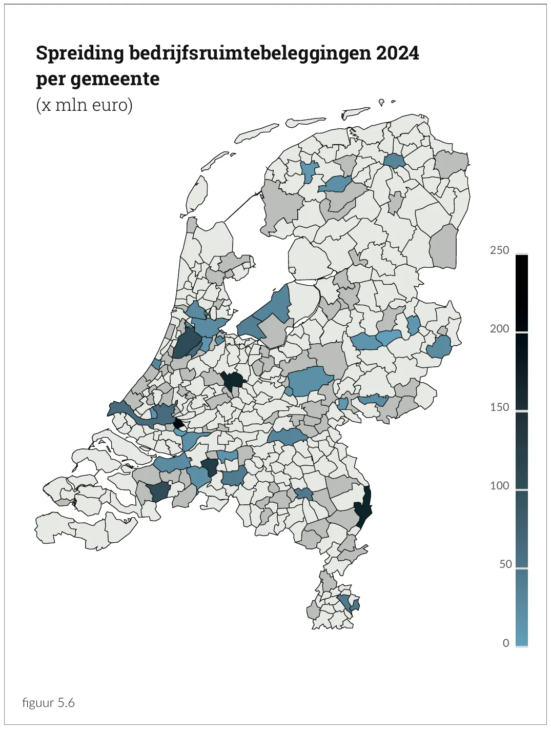Spreiding bedrijfsruimtebeleggingen 2024 per gemeente