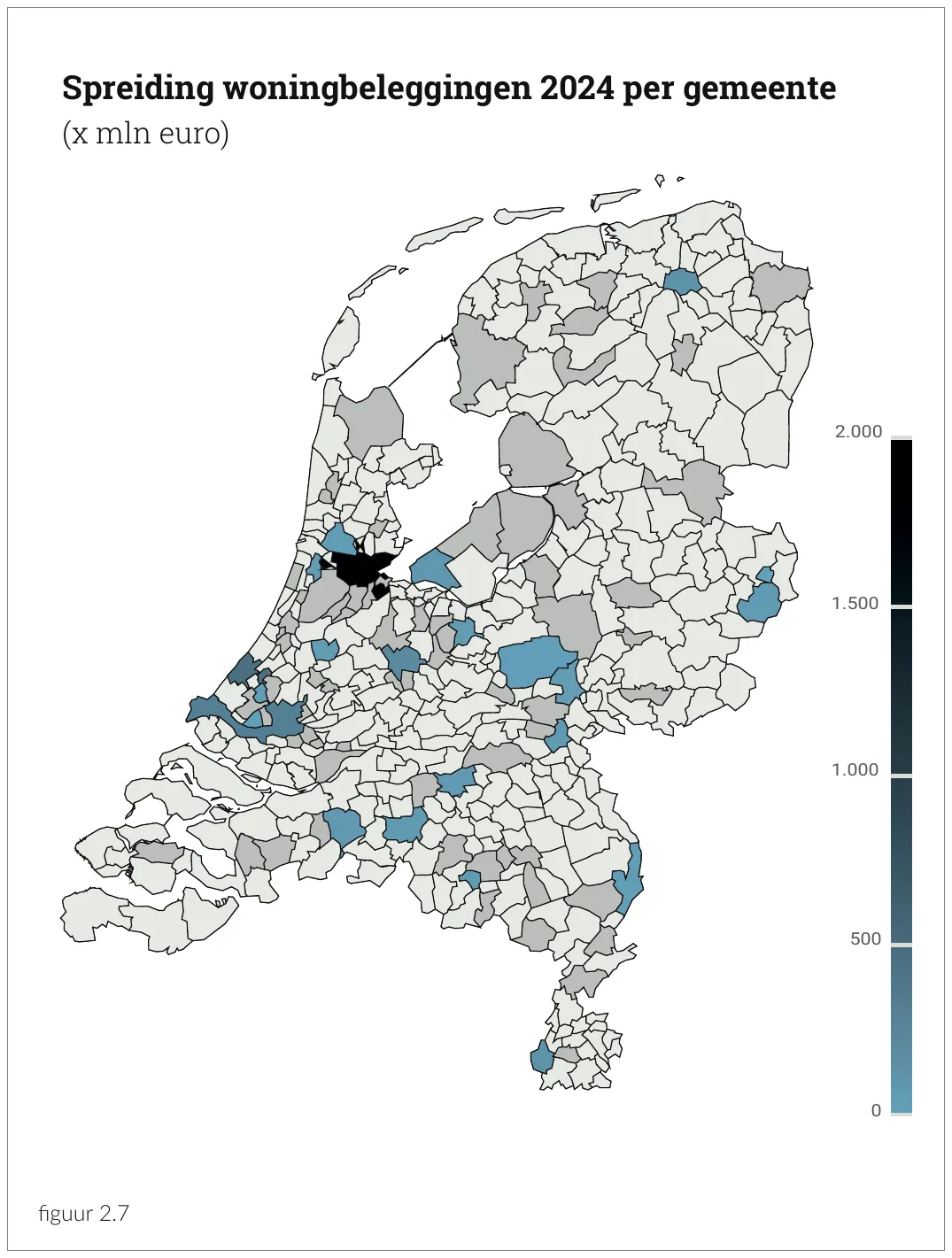 Spreiding woningbeleggingen 2024 per gemeente